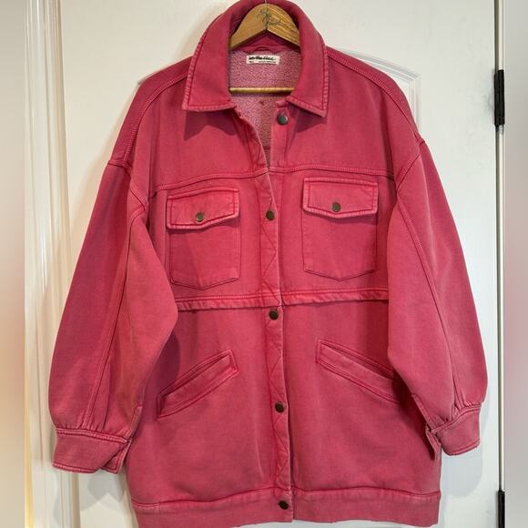 Free People We The Free Dawson Chore Jacket Sweatshirt Size Small Painted Roses - Picture 8 of 11